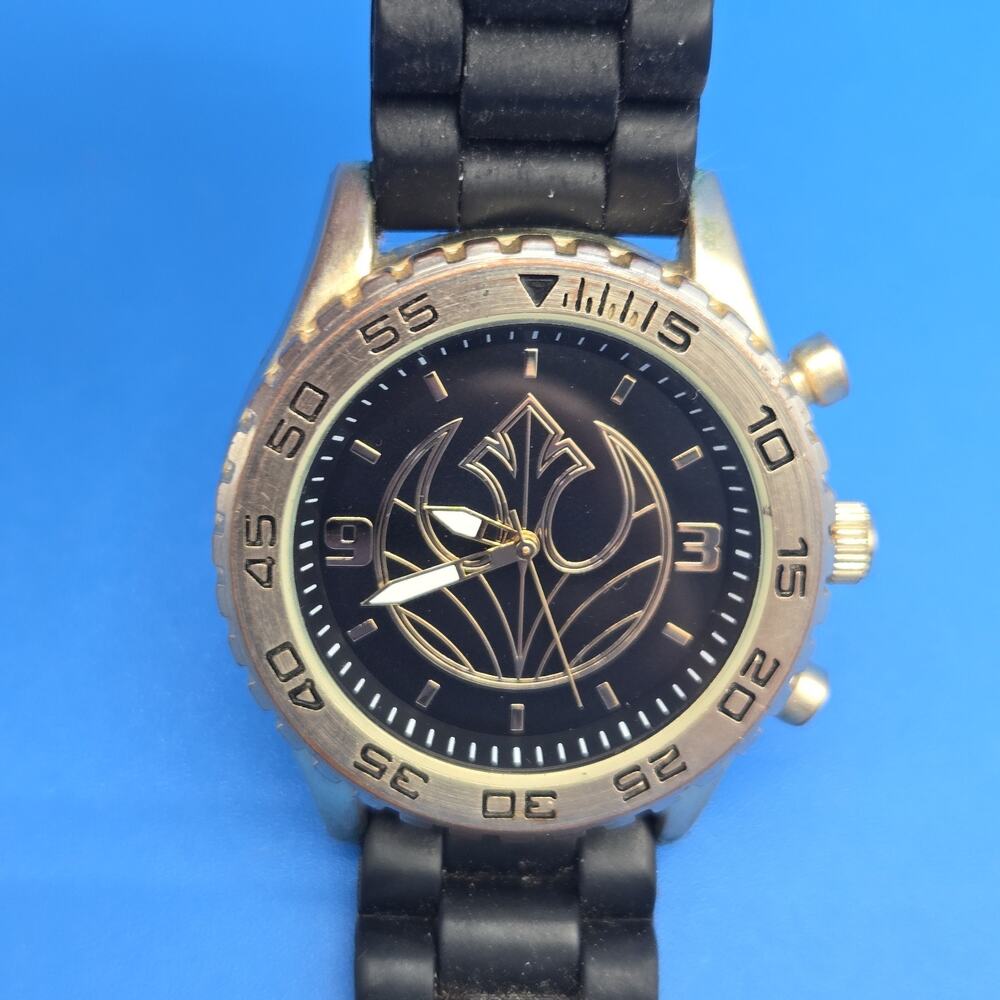 Star Wars Rebel Alliance Watch Men 40mm Brass Tone Black Accutime New Battery
